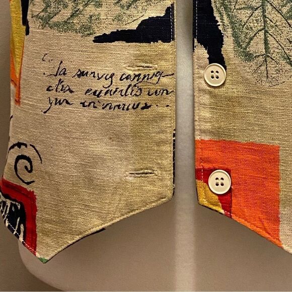 Irwin Alan Chicago NWOT button down graphic print vest S - Picture 4 of 6